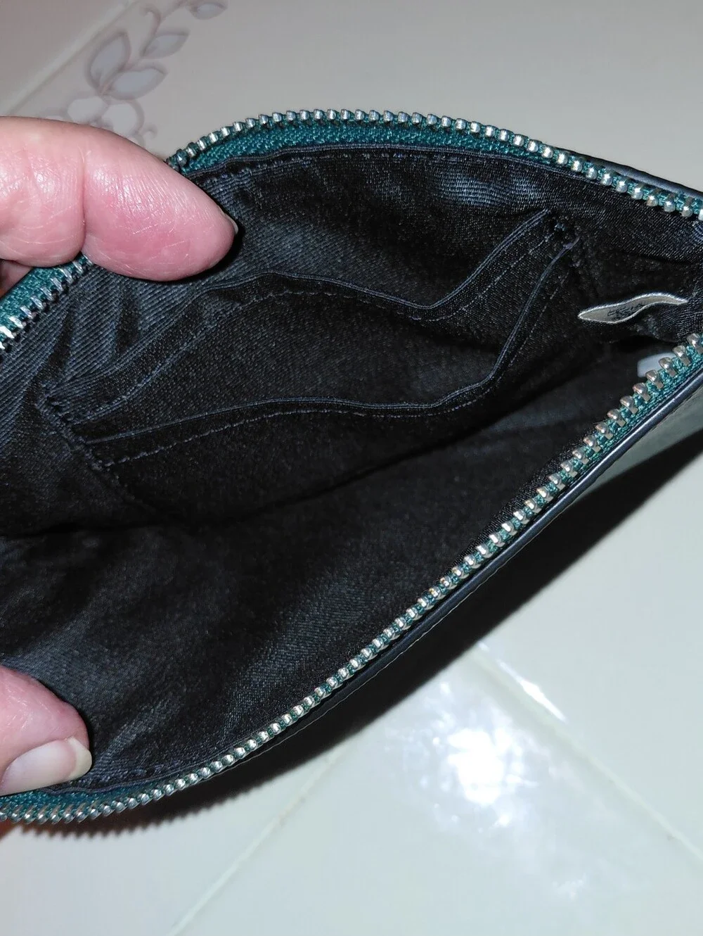 Coach Wristlet Emerald Green Leather with Logo Corner Zip MSRP $118